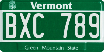 VT license plate BXC789