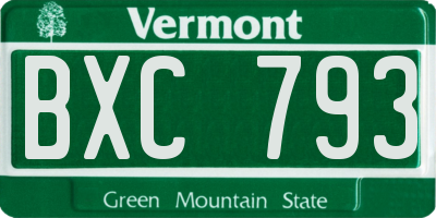 VT license plate BXC793