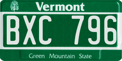VT license plate BXC796