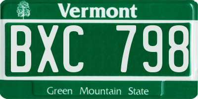 VT license plate BXC798