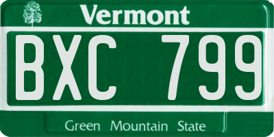 VT license plate BXC799