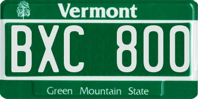 VT license plate BXC800