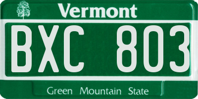 VT license plate BXC803