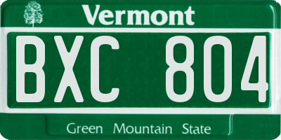 VT license plate BXC804
