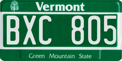 VT license plate BXC805