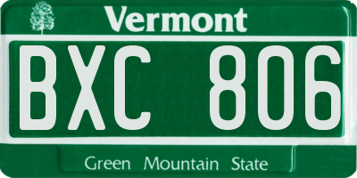 VT license plate BXC806