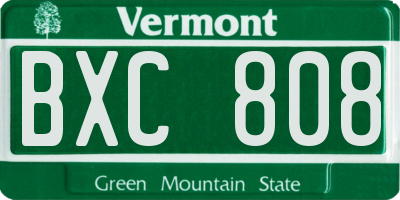 VT license plate BXC808