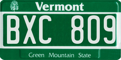 VT license plate BXC809