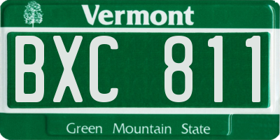 VT license plate BXC811