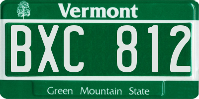 VT license plate BXC812