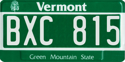 VT license plate BXC815