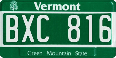 VT license plate BXC816