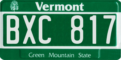 VT license plate BXC817