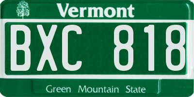 VT license plate BXC818