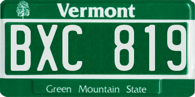 VT license plate BXC819