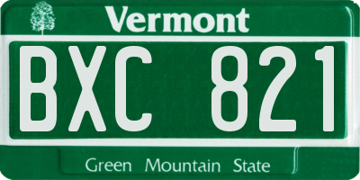 VT license plate BXC821