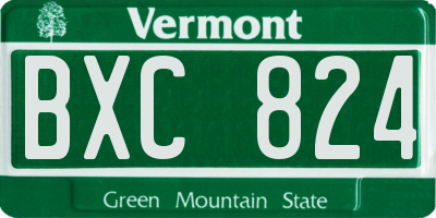 VT license plate BXC824