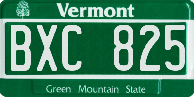 VT license plate BXC825
