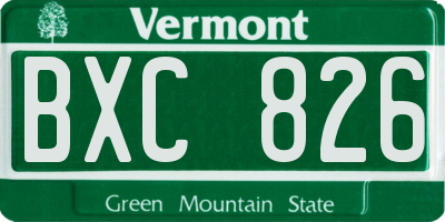 VT license plate BXC826