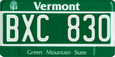 VT license plate BXC830