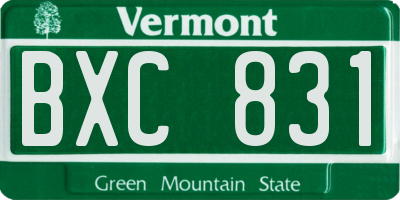 VT license plate BXC831