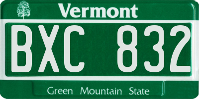 VT license plate BXC832