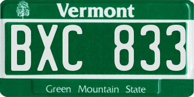 VT license plate BXC833