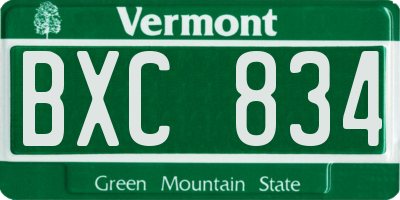 VT license plate BXC834