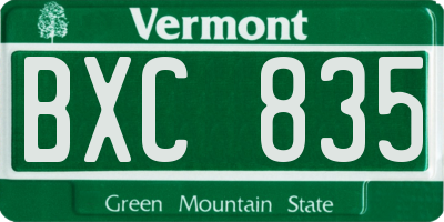 VT license plate BXC835