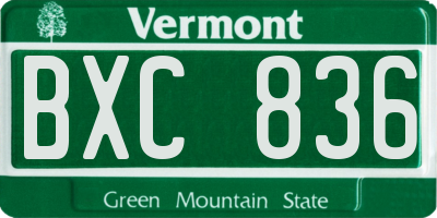 VT license plate BXC836
