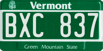 VT license plate BXC837