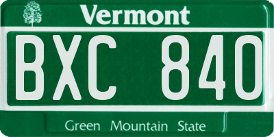 VT license plate BXC840