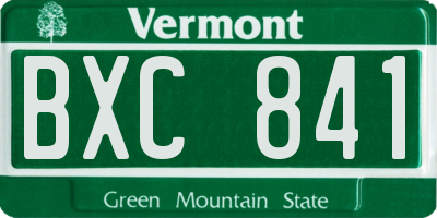 VT license plate BXC841