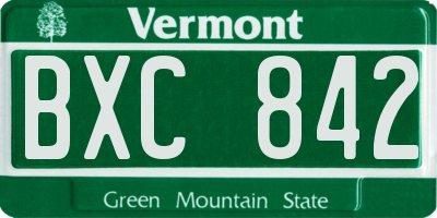 VT license plate BXC842