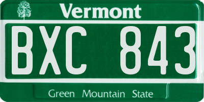 VT license plate BXC843