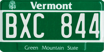 VT license plate BXC844