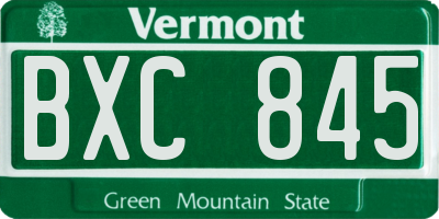 VT license plate BXC845