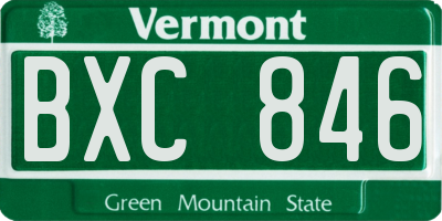 VT license plate BXC846