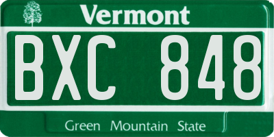 VT license plate BXC848
