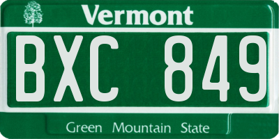 VT license plate BXC849