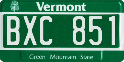 VT license plate BXC851