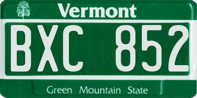 VT license plate BXC852