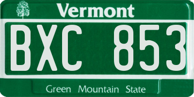 VT license plate BXC853