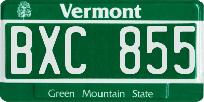 VT license plate BXC855