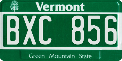 VT license plate BXC856