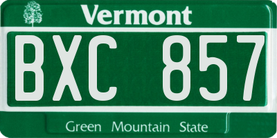 VT license plate BXC857