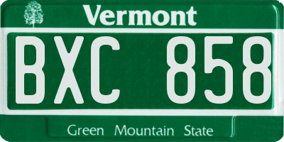 VT license plate BXC858