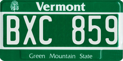 VT license plate BXC859