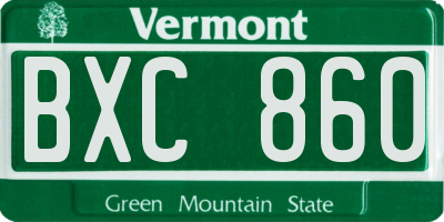 VT license plate BXC860