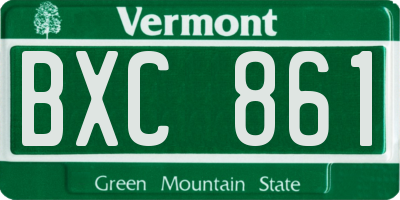 VT license plate BXC861